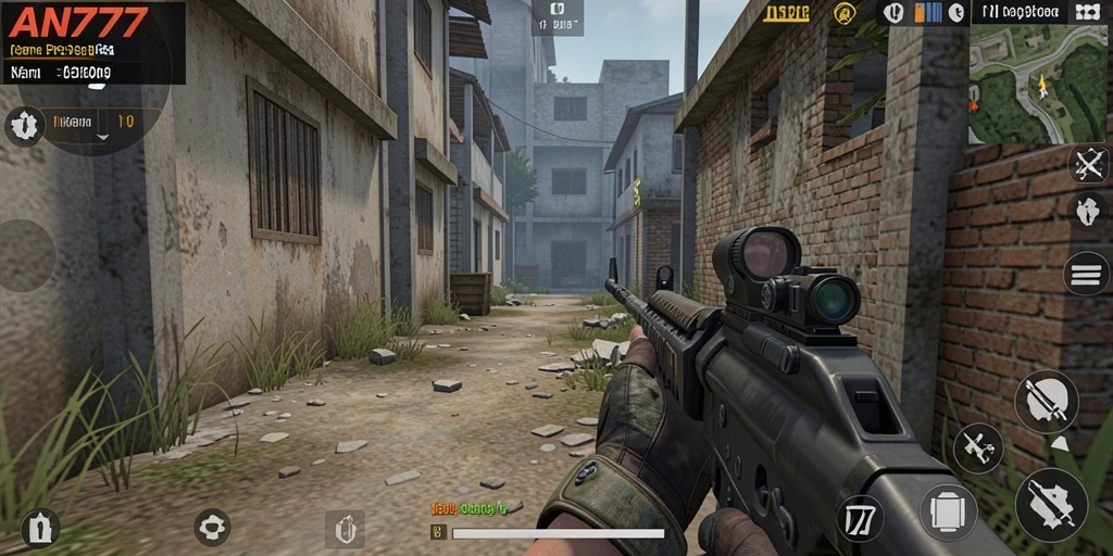 Screenshot gameplay AN777 yang menunjukkan aksi menegangkan di medan perang.
