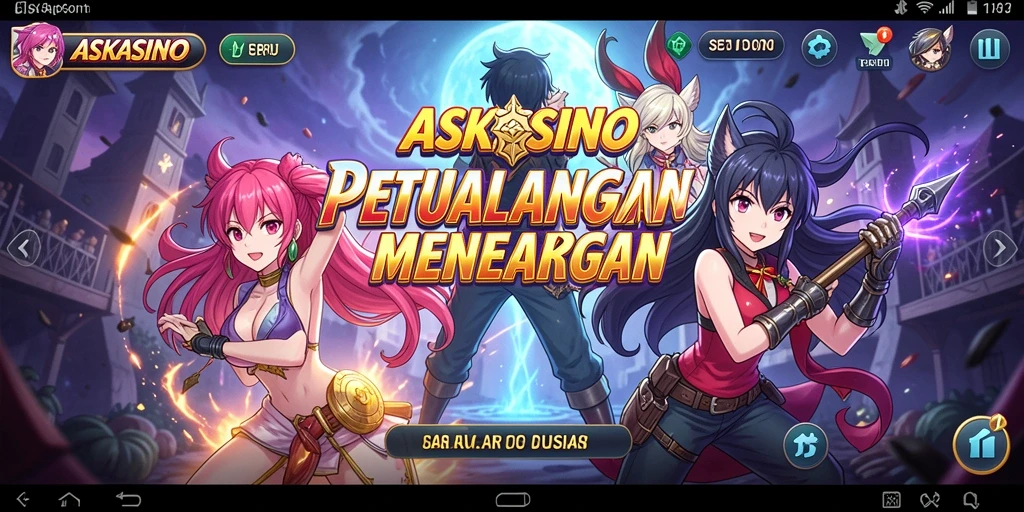 Tampilan gameplay ASKASINO yang penuh aksi dan karakter Anime yang menarik.