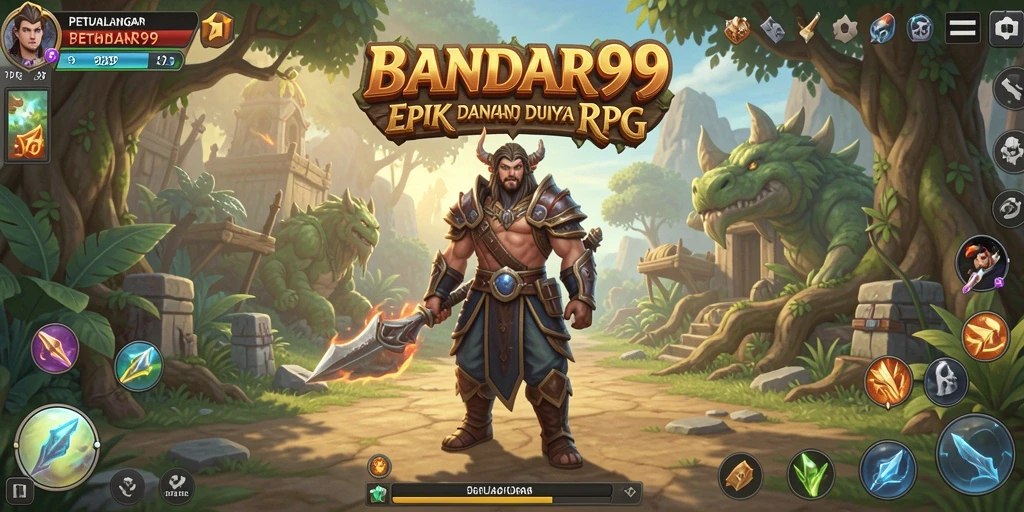 Screenshot gameplay BANDAR99 menunjukkan aksi pertempuran seru dalam RPG.