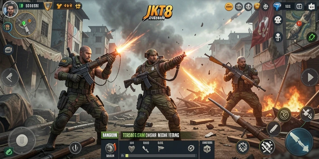 Tampilan gameplay JKT8 yang mendebarkan dan strategis.