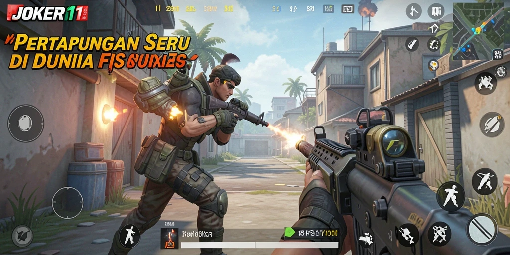 Screenshot JOKER11 menampilkan aksi pertempuran yang menegangkan di medan FPS.