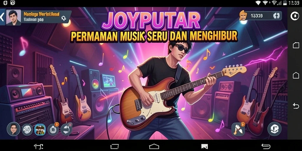 Screenshot gameplay JOYPUTAR yang menampilkan tantangan menebak lagu.