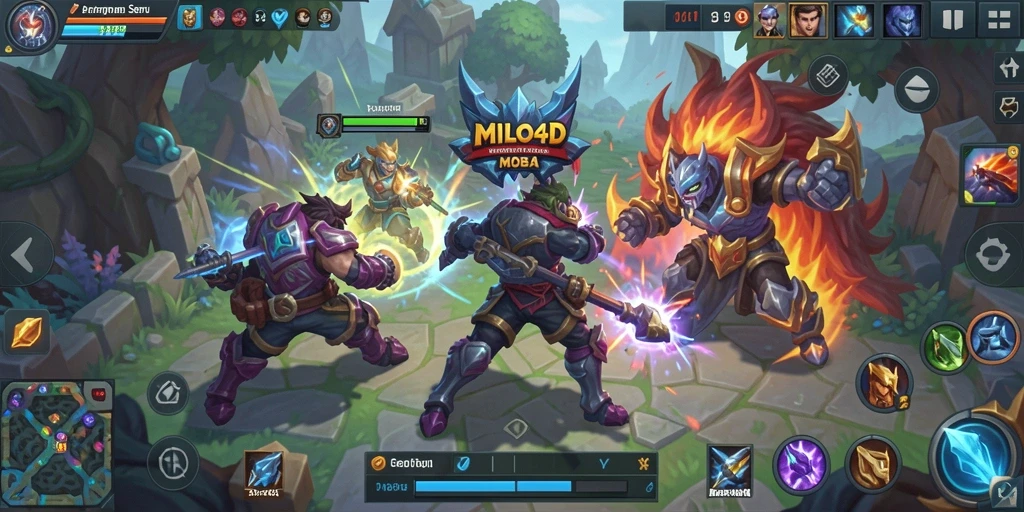 Tampilan aksi seru dalam pertarungan gameplay MOBA.