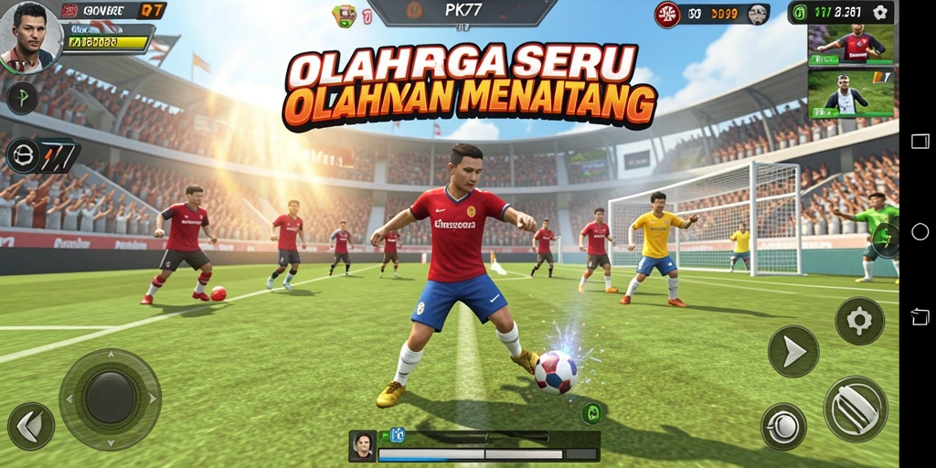 Tampilan gameplay seru dari PK77 dalam pertandingan olahraga.