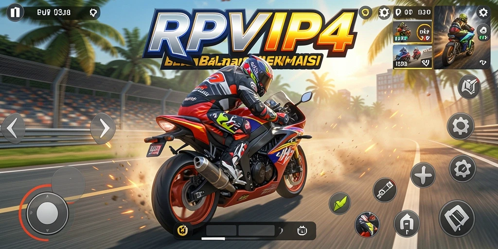 Tampilan gameplay RPVIP4 yang penuh aksi dan balapan menegangkan.