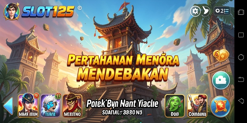 Tampilan gameplay SLOT123 dengan strategi menara yang mendebarkan.