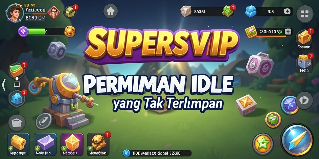 Screenshot utama SUPERSVIP dengan tampilan gameplay Idle yang menarik.