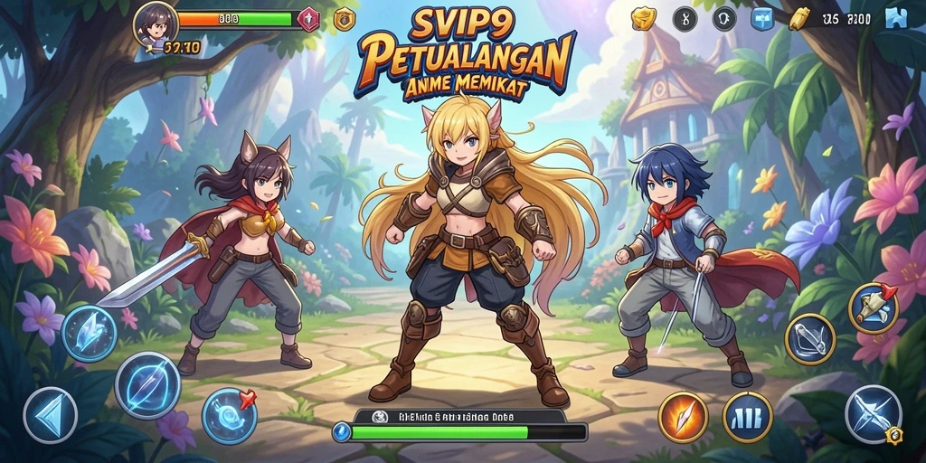 Screenshot menunjukkan karakter Anime dalam aksi seru dan visual yang memukau.